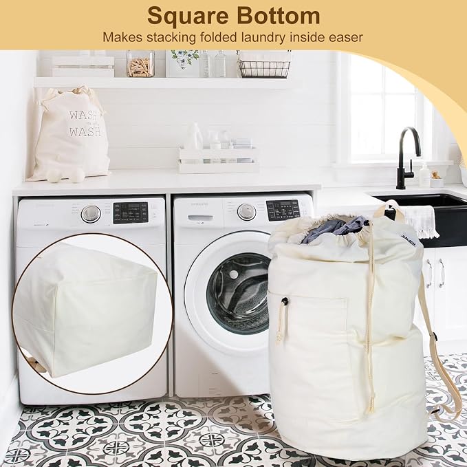 Laundry Bag Backpack, Canvas Laundry Bag - Image 5