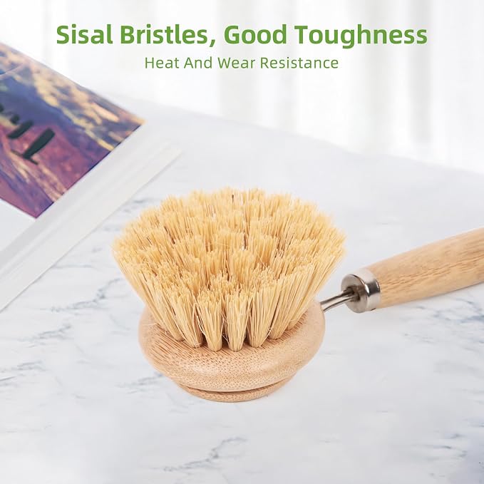 Bamboo Scrub Brush with Handle - Image 9
