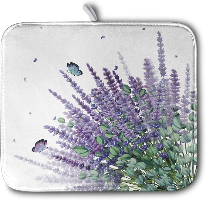 Purple Lavender Dish Drying Mat by Kwlegh
