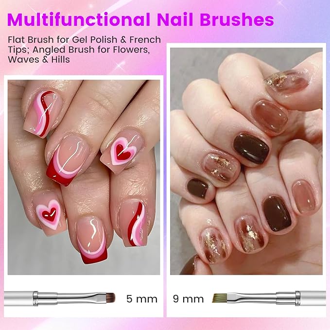 Nail Clean Up Brush, Double-Ended Flat & Fine Angled Acetone Resistant Nail - Image 5