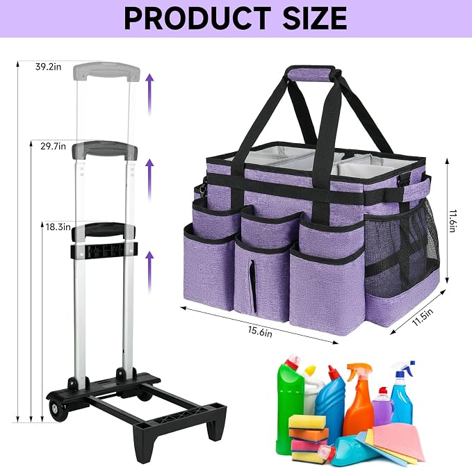 Large Rolling Cleaning Caddy Bag - Image 5