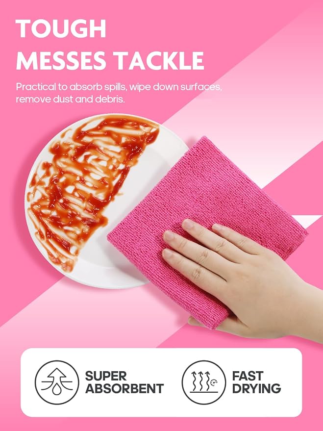 Tear-A-Rag Roll -50 Pack, 12 x 12" Microfiber Cleaning Cloth, Reusable Towels - Image 3