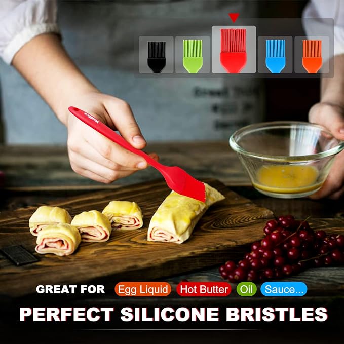 Walfos Silicone Pastry Brush, Heat Resistant Basting Brush Set, BBQ Grill - Image 2