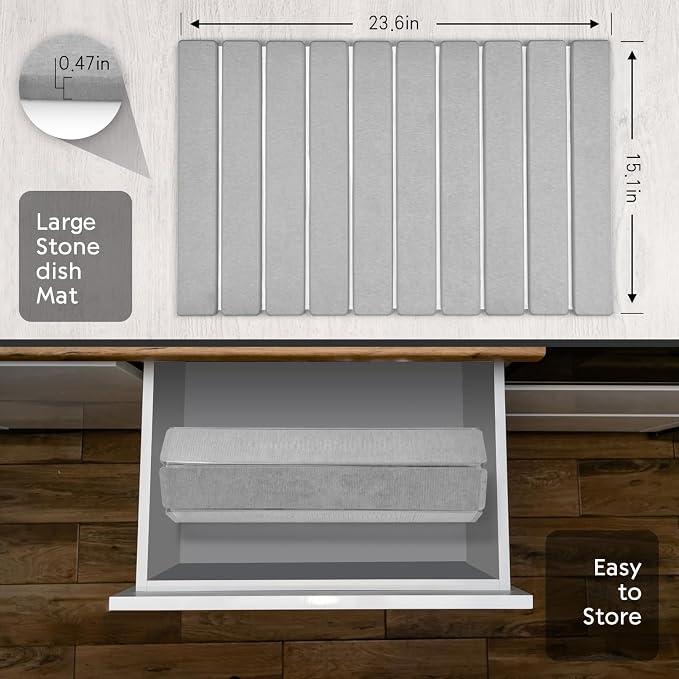 Large Stone Dish Drying Mats for Kitchen Counter, Eco-Friendly Absorbent - Image 5