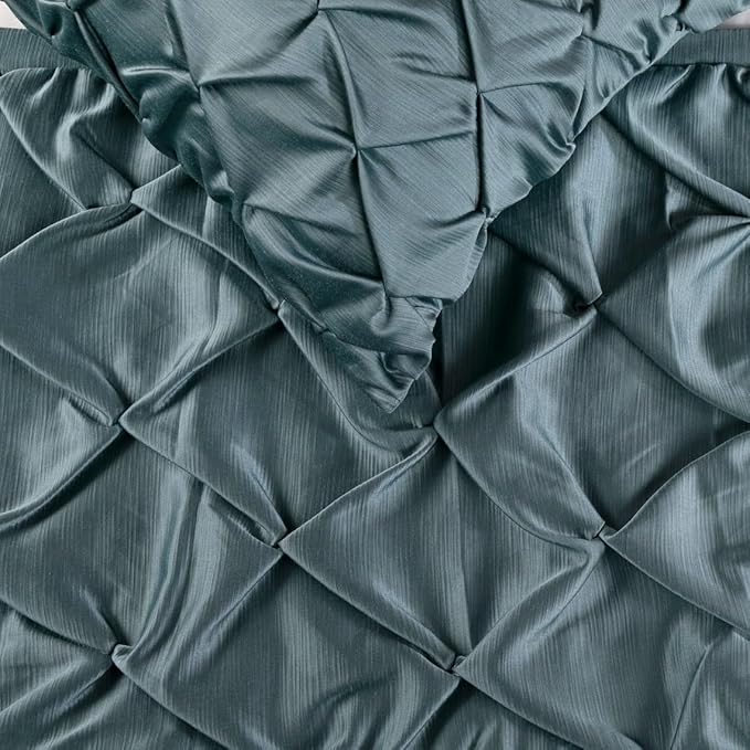 The HomeCentric Luxury Blue King 90 x 18 inch Bed Runner Without Pillow Cover, Satin Pintucks Bed Scarf, Solid Color Modern - Satin Nights