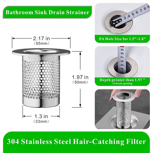 304 Stainless Steel Hair Catcher Floor Drain Bathroom Sink Drain Strainer Drain - Image 2