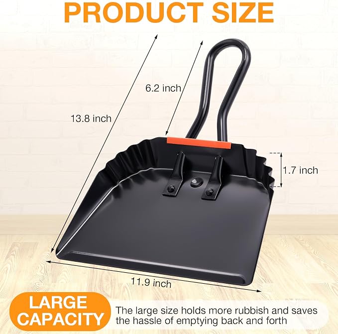 Mumufy 4 Pack Industrial Metal Dustpan 12" Heavy Duty Dust Pan - Image 2