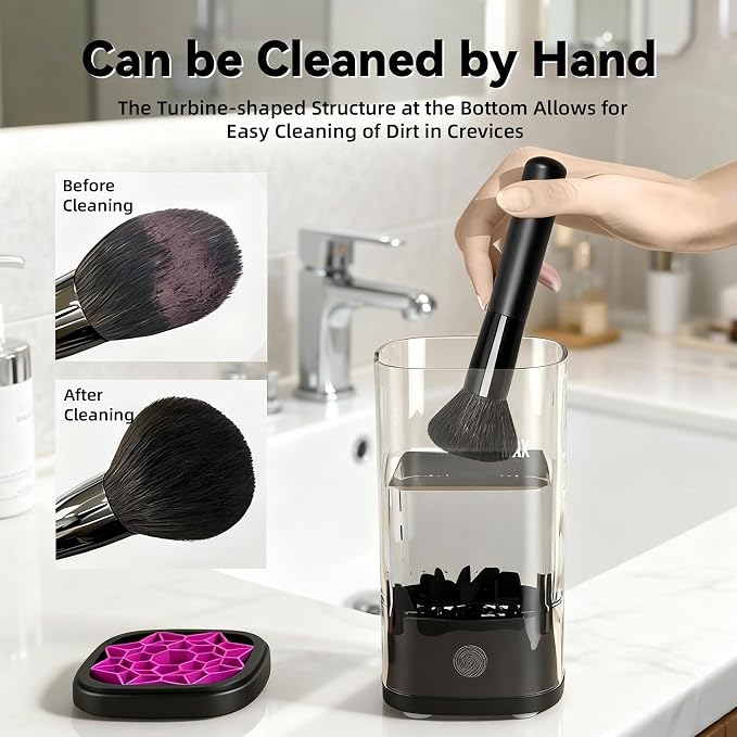 3 IN 1 Electric Makeup Brush Cleaner Machine, Portable Automatic USB Cosmetic - Image 9