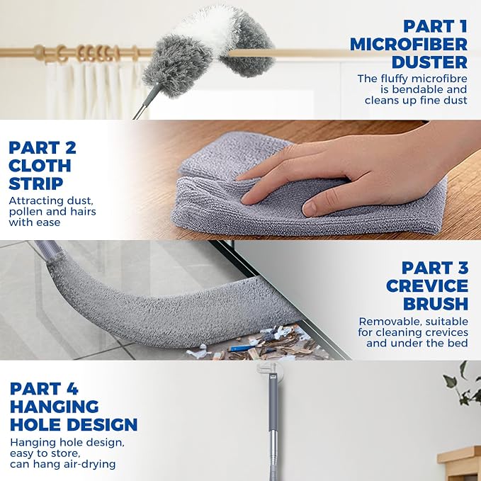 4 Pcs Dusters for Cleaning, 2 in 1 Microfiber Dusters and Retractable Gap Dust - Image 4
