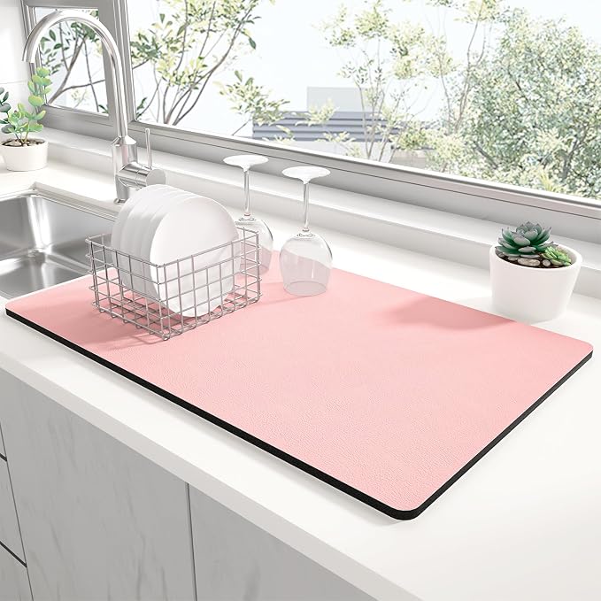 Rnivvi Dish Drying Mat for Kitchen Counter, 12 x 19" Super Absorbent Drainer by Rnivvi
