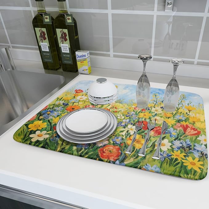 Spring Summer Floral Dish Drying Mat - Image 6