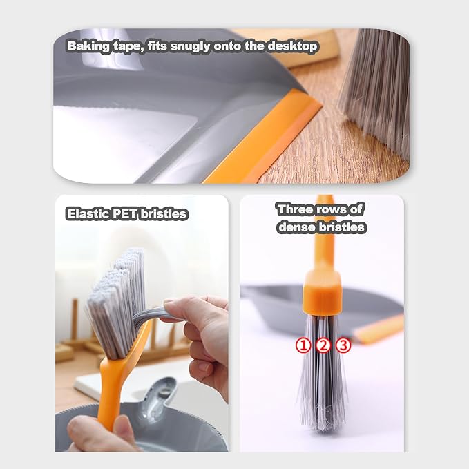 Mini Broom with Dustpan Combo Set Small Dust pan and Brush Set Quick Cleanup - Image 6