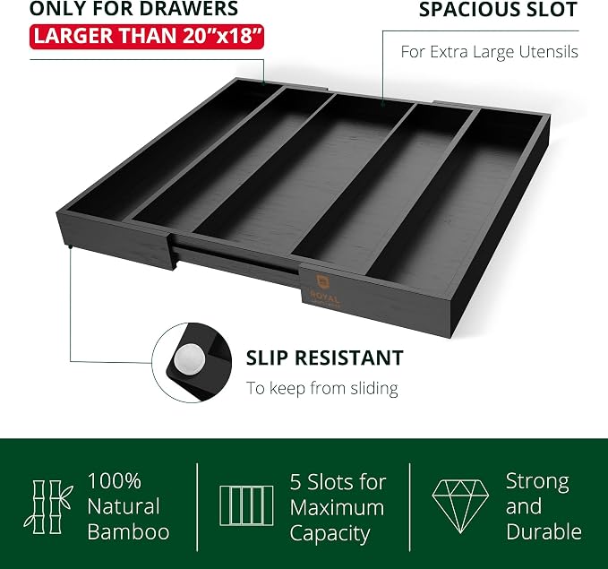 ROYAL CRAFT WOOD Luxury Bamboo Kitchen Drawer Organizer - Image 5