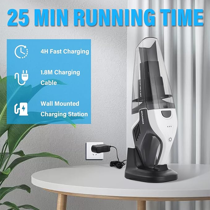 9700Pa Handheld Vacuum Cordless, 100W Portable Car Vacuum, Wet Dry Hand Held - Image 4
