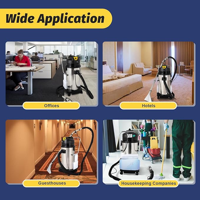 40L Commercial Carpet Cleaner Machine, 1034W Heavy Duty Wet Dry Vacuum Cleaner - Image 3