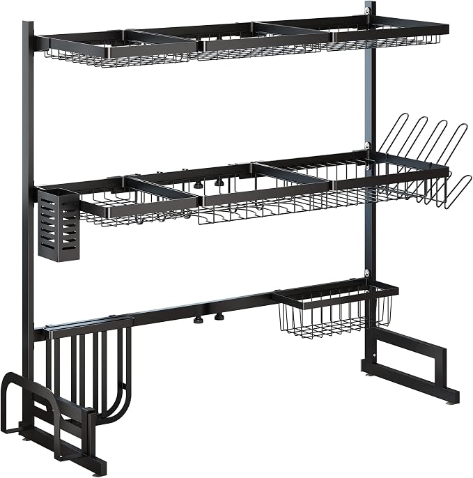 Over The Sink Dish Drying Rack, 3 Tier Adjustable Large Capacity Kitchen - Image 6