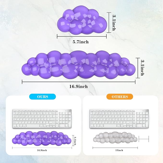 Gel Cloud Keyboard and Mouse Wrist Rest, Cute Wrist Support and Arm Support - Image 6