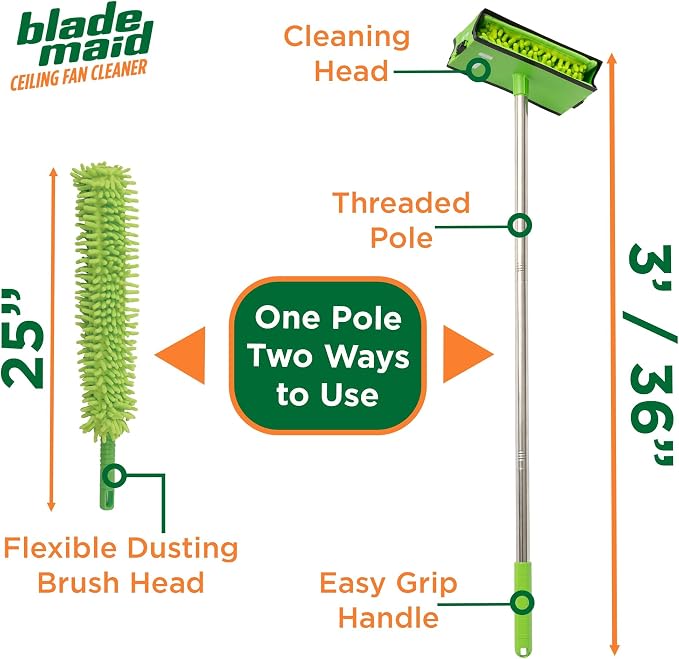 Blade Maid Ceiling Fan Blade Cleaner & Duster | Extendable Pole - Image 6