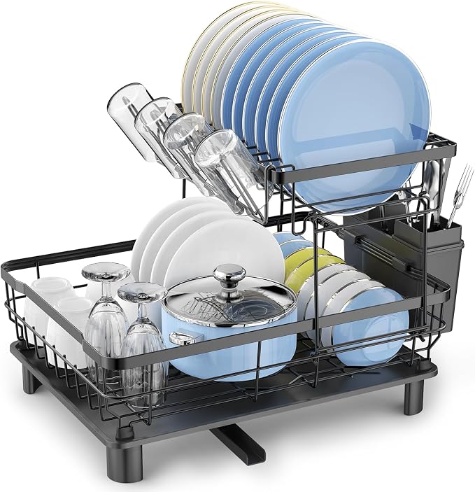 Dish Drying Rack, Space Saving & Durable, Rust-Proof Large 2 Tier Stainless by DMTXCRP