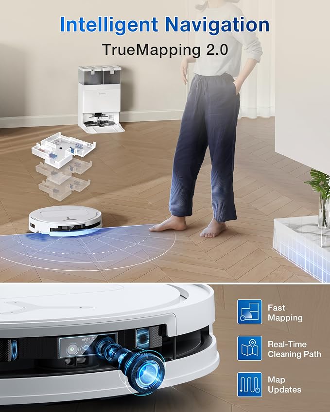 ECOVACS DEEBOT T50 PRO Omni Robot Vacuum and Mop, 3.19” Ultra-Slim, 000Pa - Image 8