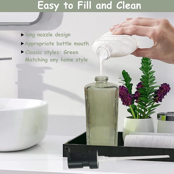 Green Glass Soap Dispenser - Image 3