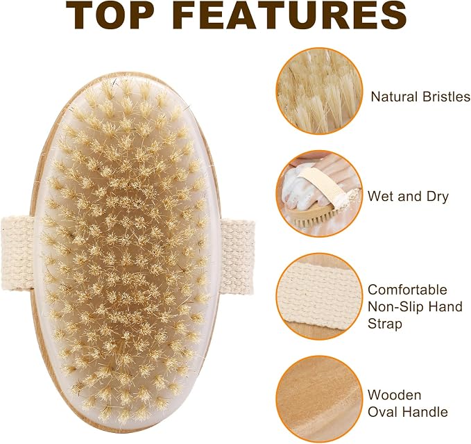 2Pcs Natural Bristle Exfoliating Brush, Body Scrubber - Image 2