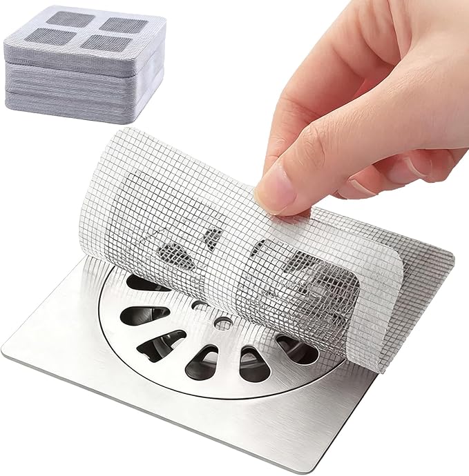 60 Pack Disposable Shower Drain Hair Catcher Mesh Stickers, Square 3.93 Inches by Unknown