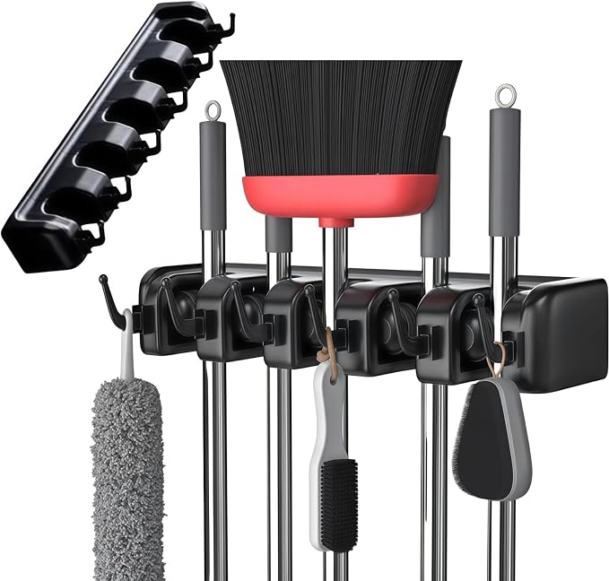 Wall Mount Broom and Mop Holder, Heavy Duty Long Handle Garden Tool Organizer by Unknown