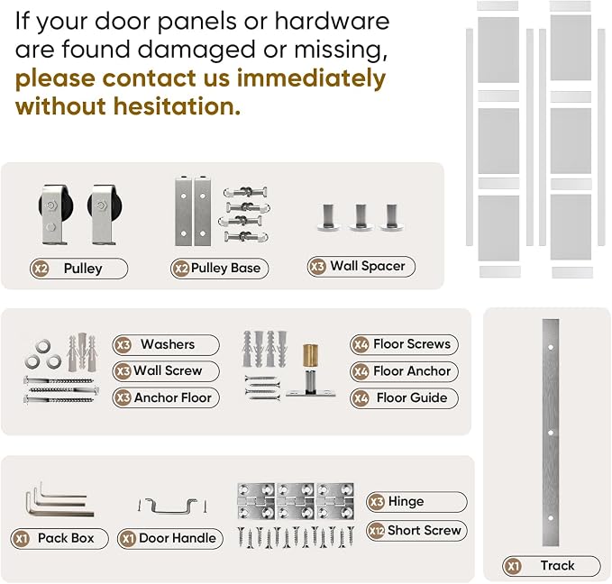 Bifold Closet Doors, 3 Lites Frosted Glass Bifold Door - Image 7
