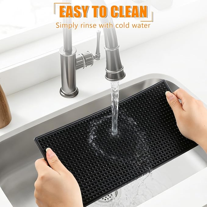 2 Pack Bar Mat, Non Slip Spill Proof Service Mat, Rubber Dish Drying Mat - Image 4