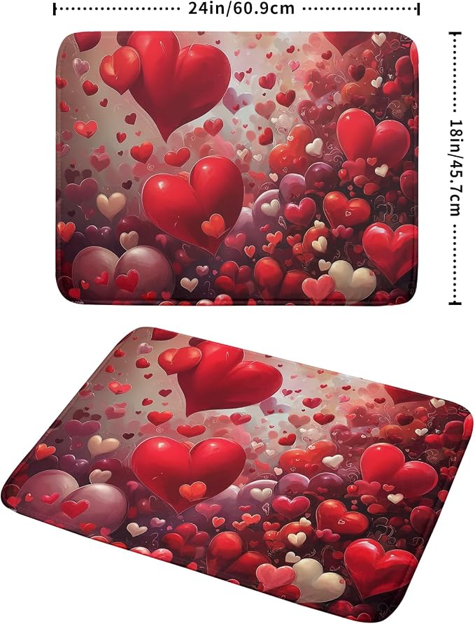 Valentines Day Dish Drying Mat for Kitchen Counter 24x18 Inch Red Heart Drying - Image 4