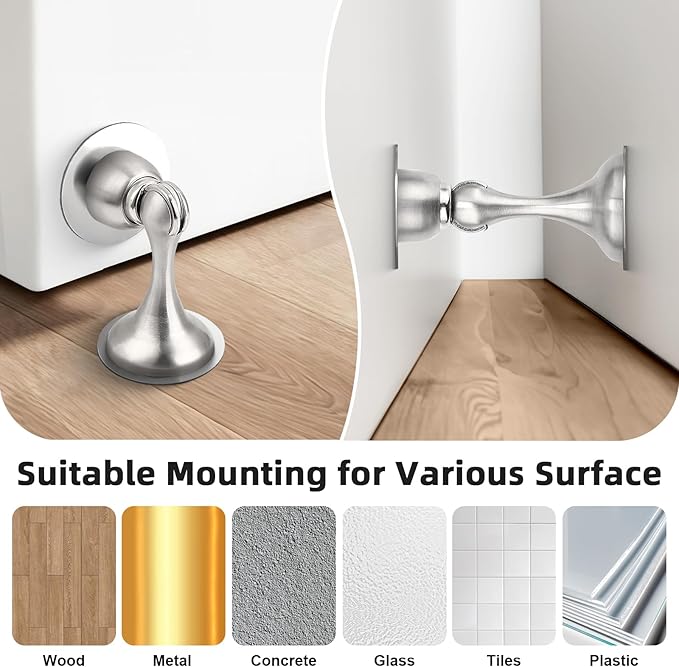 Probrico Brushed Nickel Magnetic Door Stoppers - Image 6