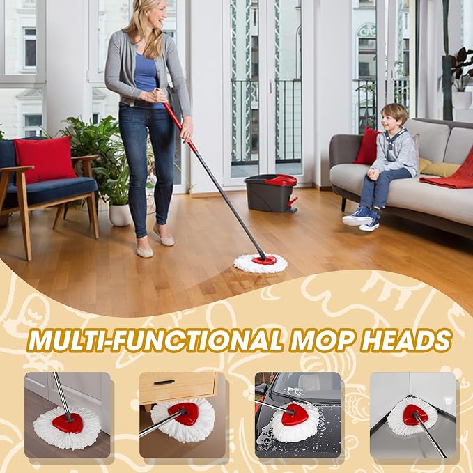3 Pack Spin Mop Replacement Heads, 100% Microfiber Spin Mop Refills - Image 6