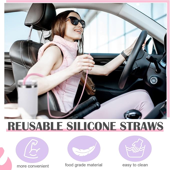 Baderke 2 Set Extra Long 35" Reusable Silicone Straws Compatible - Image 4