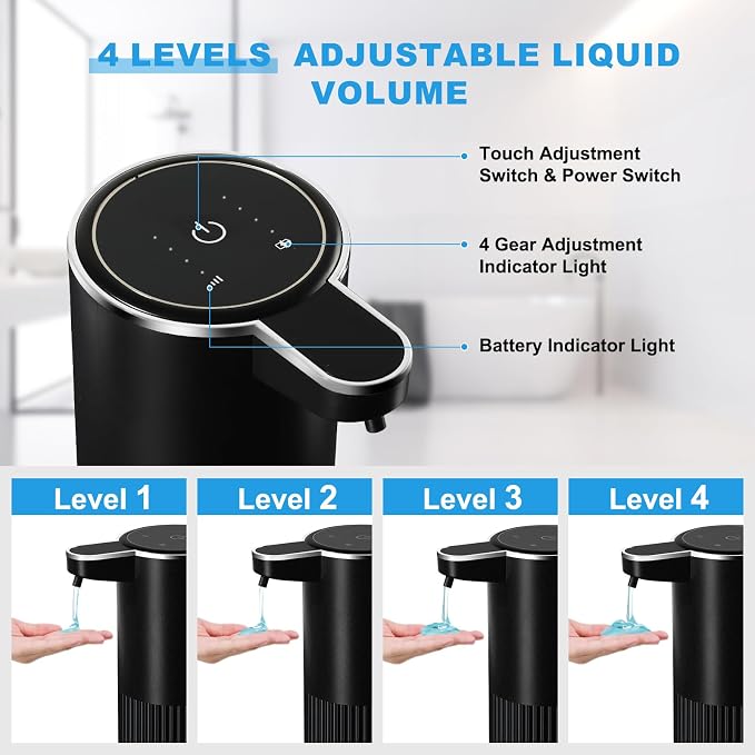 Automatic Soap Dispenser, 2 Pack Black Touchless Liquid Soap Dispenser - Image 3