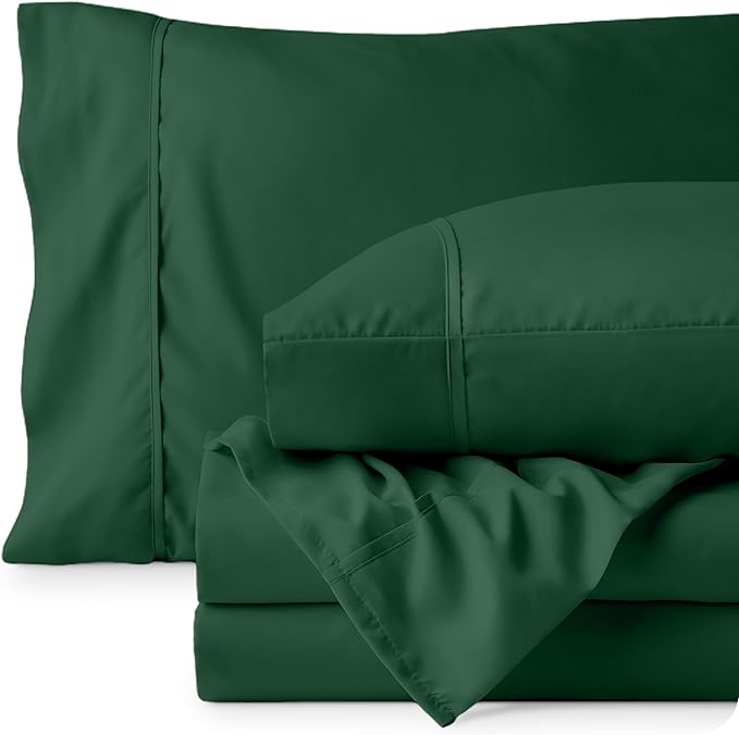Bare Home King Sheet Set - Luxury 1800 Ultra-Soft Microfiber King Bed Sheets - Double Brushed - Deep Pockets - Easy Fit - 4 Piece Set - Bedding Sheets & Pillowcases (King, Forest Green)