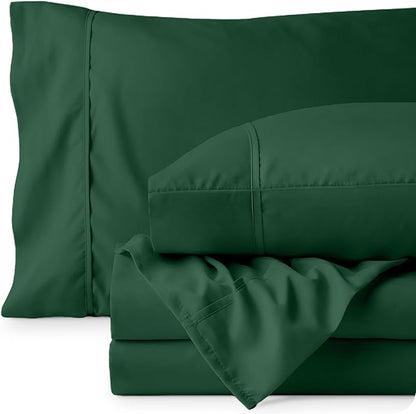 Bare Home King Sheet Set - Luxury 1800 Ultra-Soft Microfiber King Bed Sheets - Double Brushed - Deep Pockets - Easy Fit - 4 Piece Set - Bedding Sheets & Pillowcases (King, Forest Green)