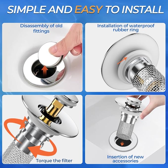 Sink Stopper Hair Catcher, Pop-up Sink Drain Strainer - Image 6