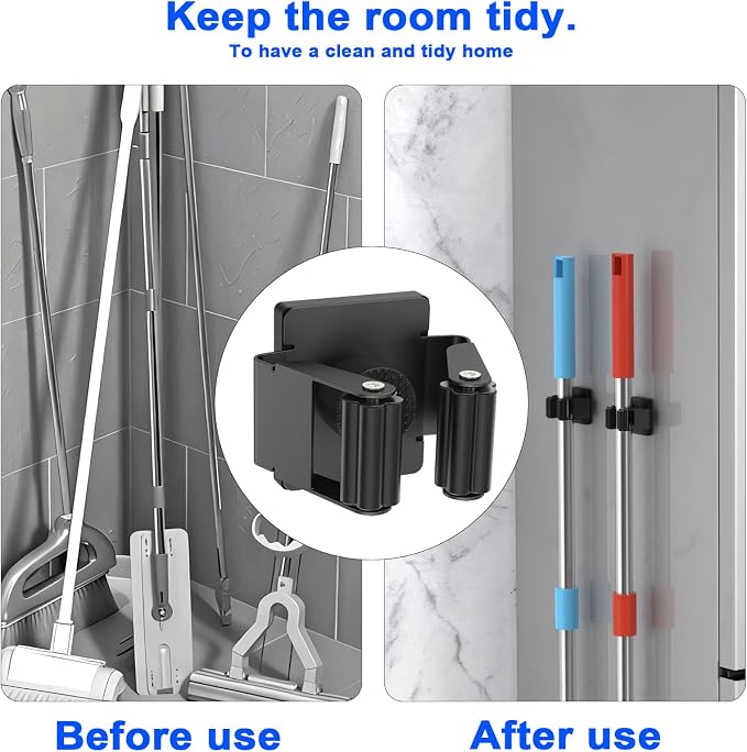 Strong Magnetic Mop Broom Holder, 2 Pack Heavy Duty Magnetic Mop Hanger - Image 5