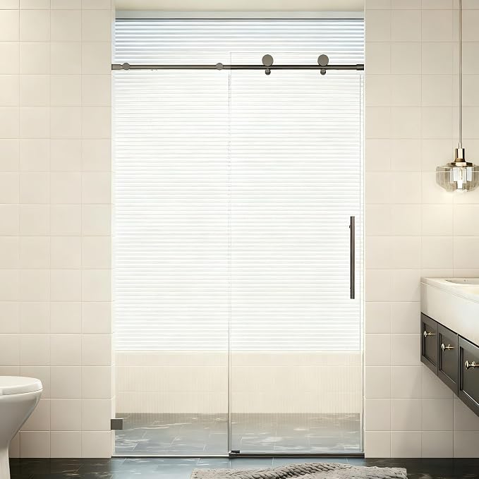 46-48" W x 76" H Frameless Sliding Shower Door, Bathroom Soft-Close Shower by Unknown
