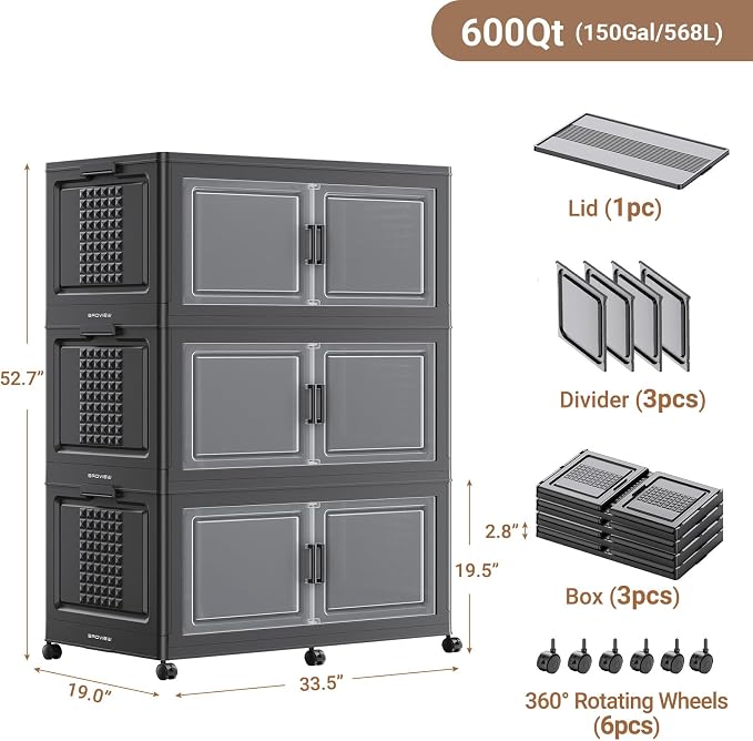 BROVIEW 52.7"H 150Gal Plastic Storage Bins - Image 2