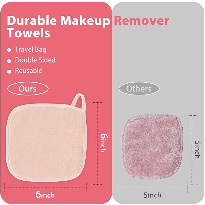 Makeup Remover Cloth, 12 Pack Makeup Remover Pads Microfiber Face Washcloth - Image 4