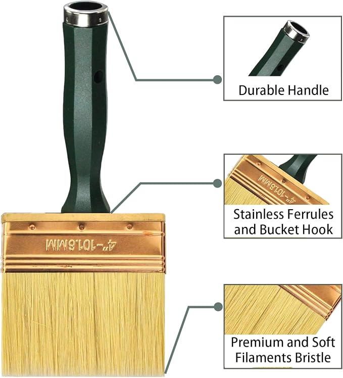 Deck Stain Brush Set, 3 Pack Large Paint Brushes - Image 3