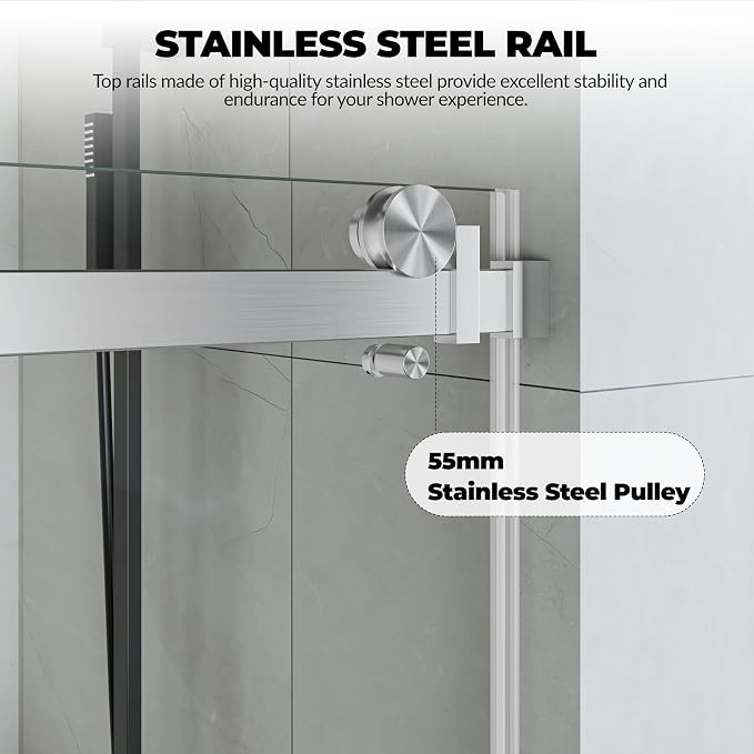 44-48" W x 76" H Frameless Sliding Shower Door - Image 6