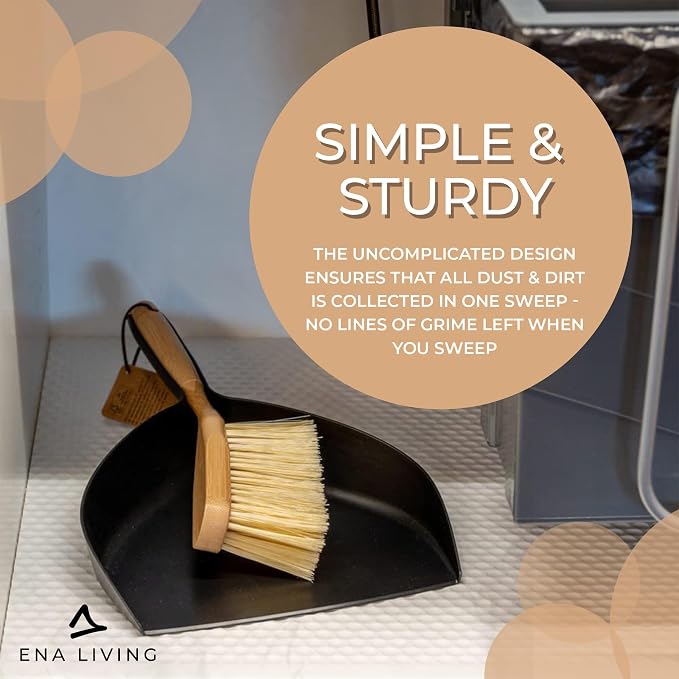 Bamboo Dust Pan & Brush Set, Portable Dustpan & Brush, Sturdy & Effective Dust - Image 3