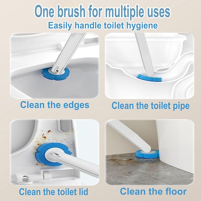 2 Pack Disposable Toilet Brush and Holder Set, Extended Handle - Image 5