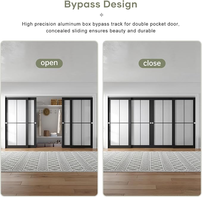 EaseLife 12FT/144in Bypass Double Sliding Pocket Door Hardware Kit, Commercial - Image 3