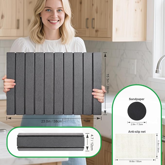Stone Drying Mat for Kitchen Counter Large, Foldable Quick Dry Diatomaceous - Image 6