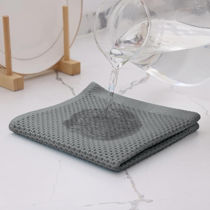 Kitinjoy 100% Cotton Kitchen Dish Cloths, 6 Pack Waffle Weave Ultra Soft - Image 6