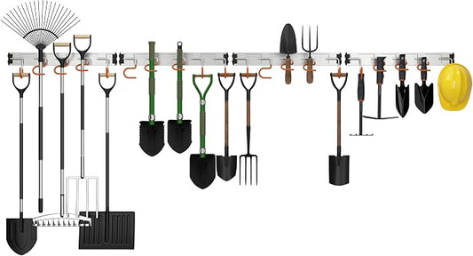 69'' Aluminum Alloy Garden Tool Organizer Wall Mount Garage Organizers and by HUPBIPY